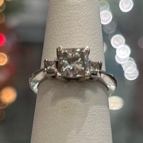 Princess Cut Diamond Engagement Ring 1.62 CT G SI3 Ideal EGL USA White Gold - Picture 4 of 11